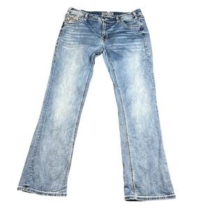 Rock & Roll Denim Cowgirl Boyfriend Jeans Women's 31x32 Light Wash Distressed
